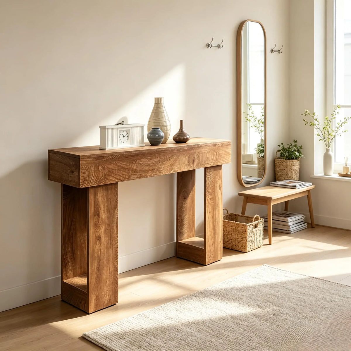 Console Rustique Effet Bois