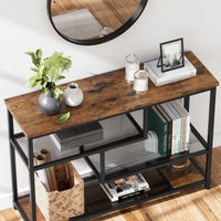 Console d'Entrée Bois et Verre Trempé