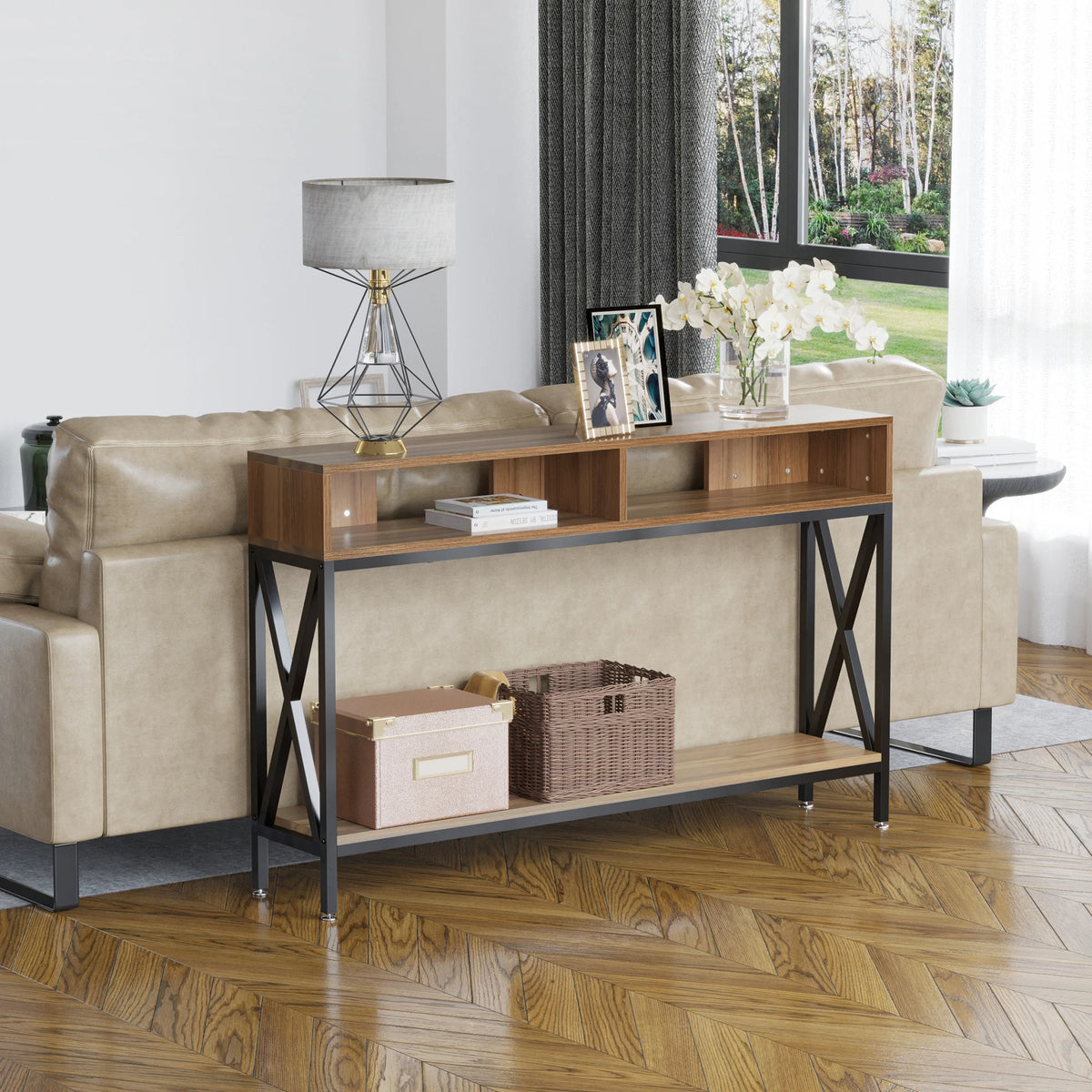 Console d'entrée avec étagère basse
