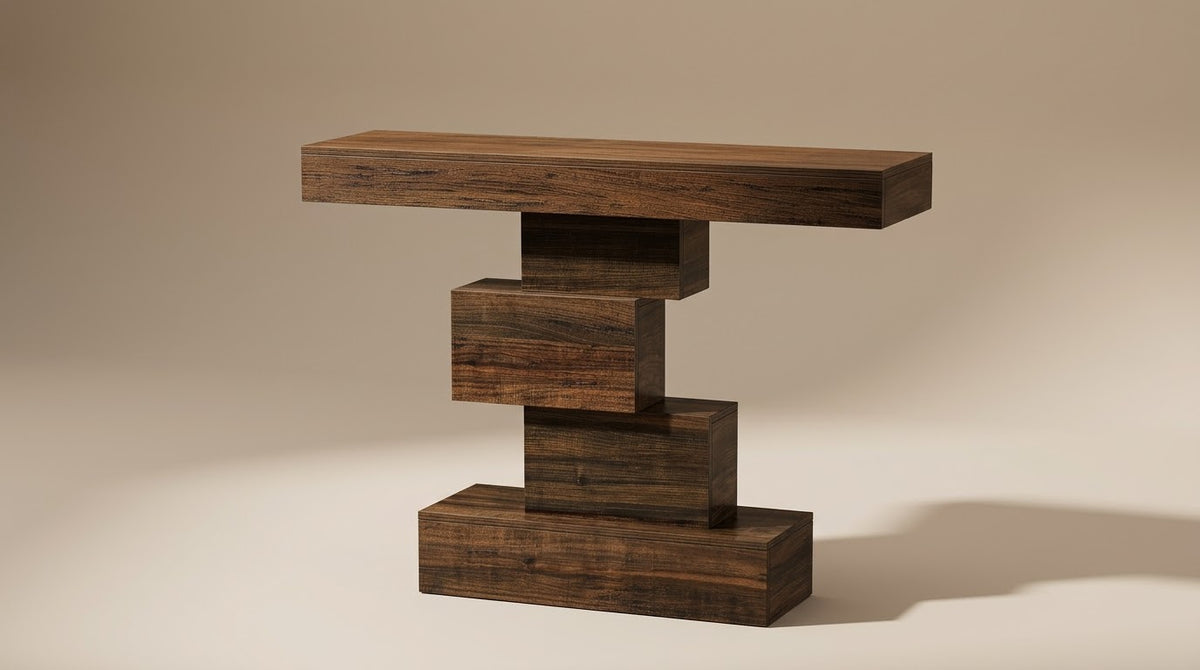 Console d'entrée — Structure métal et plateau bois, style industriel