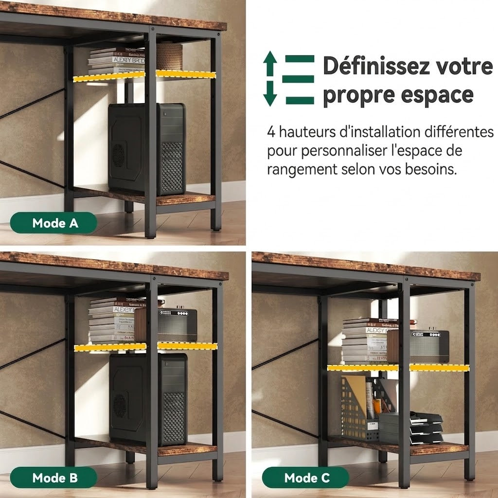 Bureau Gamer 120x60cm - 3 Tiroirs