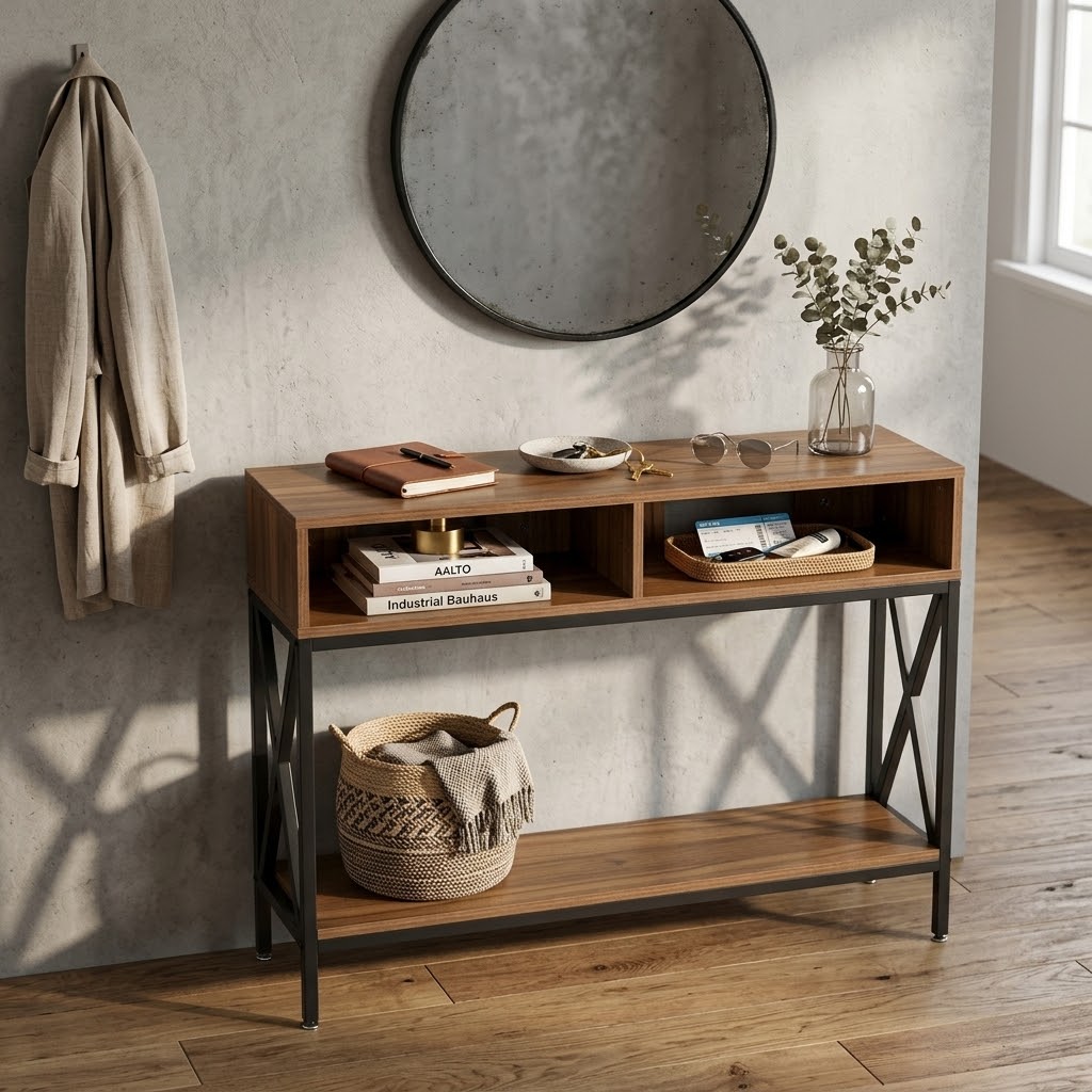 Console d'entrée avec étagère basse
