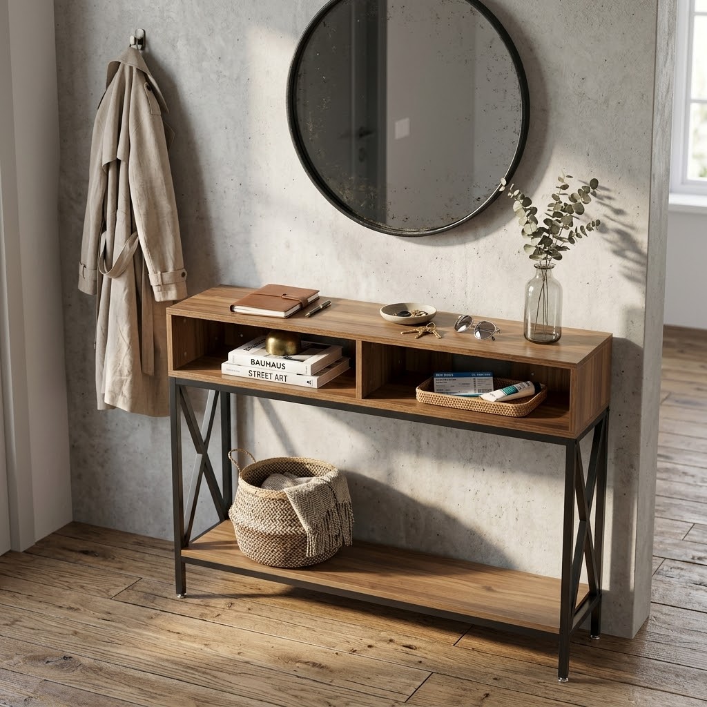 Console d'entrée avec étagère basse