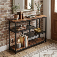 Console d'Entrée Bois et Verre Trempé