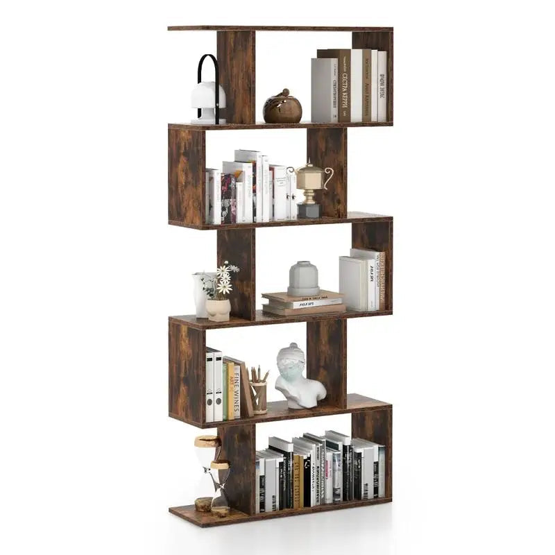 Étagère bibliothèque forme S – Rangement 5 niveaux