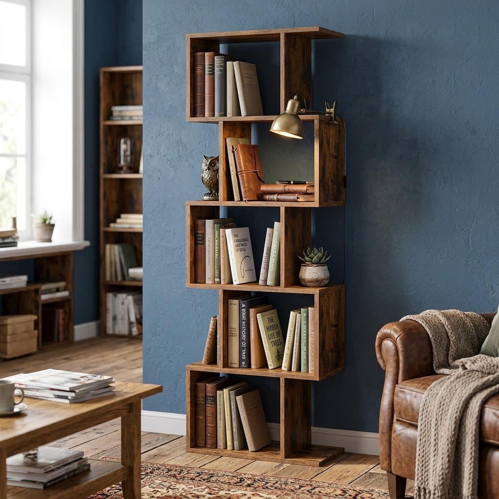 Bibliothèque Design en S 6 Niveaux – Style Moderne
