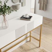 Console d'Entrée Blanche et Dorée
