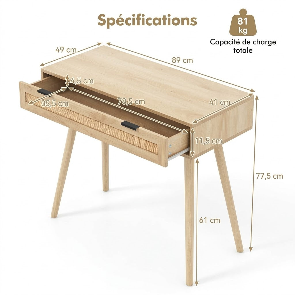 Console Style Rotin Bohème