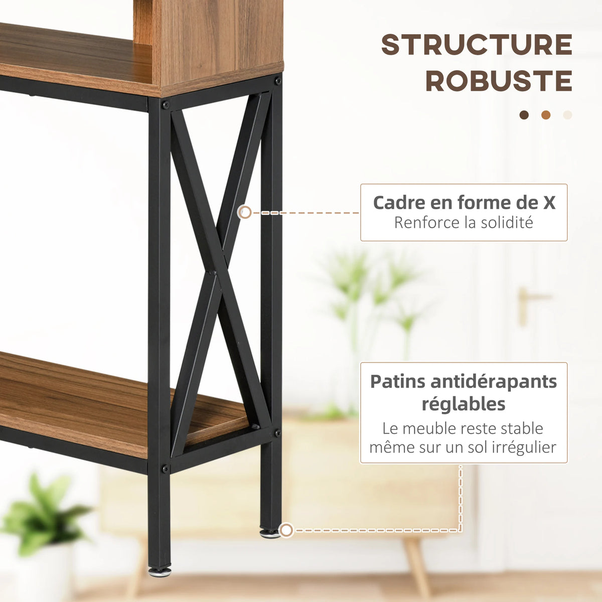 Console d'entrée avec étagère basse