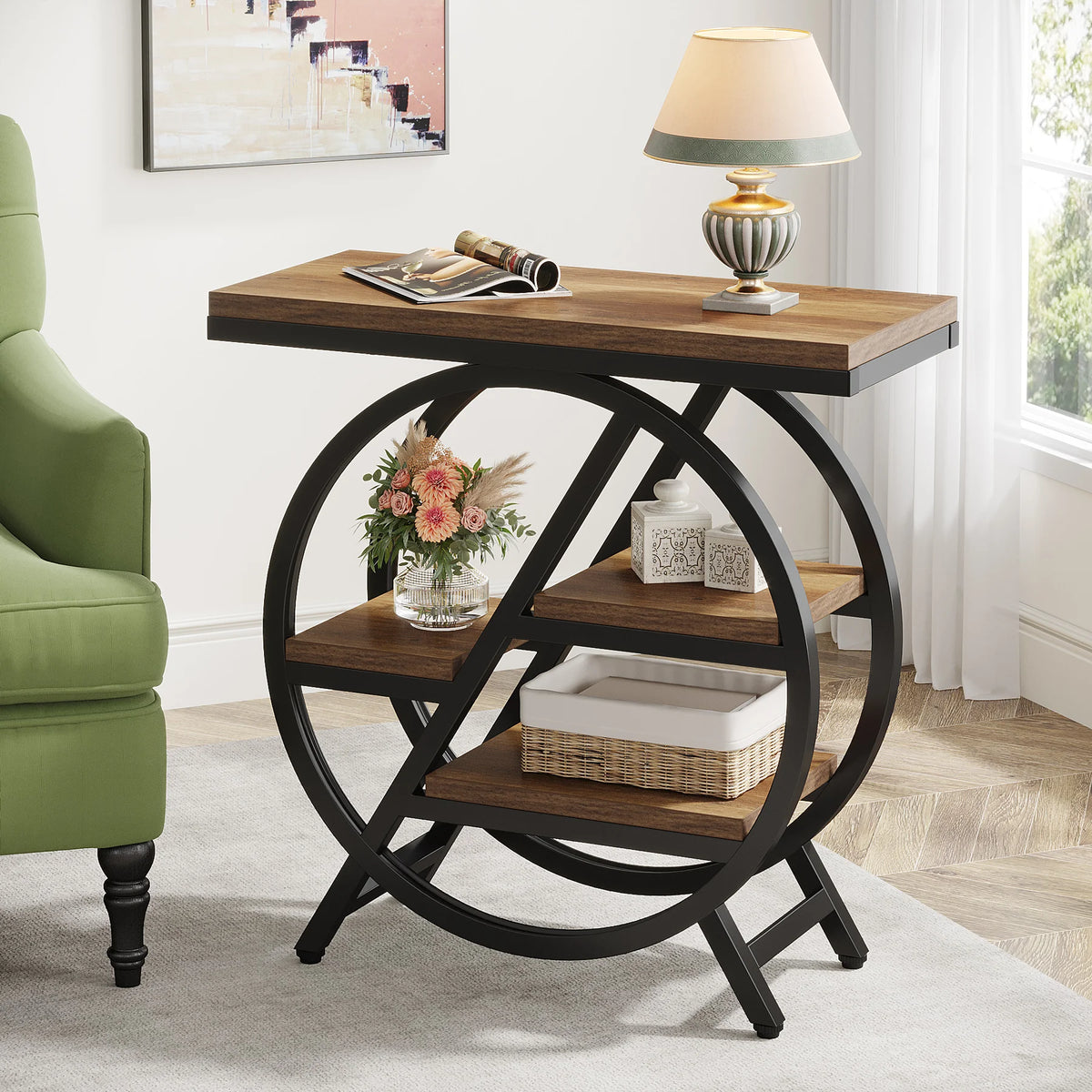 Table d'Appoint Industrielle 3 Niveaux