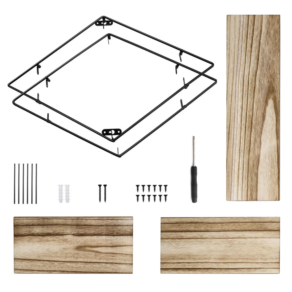 Étagère Murale 3 Niveaux Bois & Fil de Fer – Design Flottant