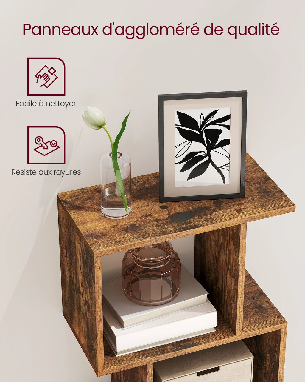 Bibliothèque Design en S 6 Niveaux – Style Moderne