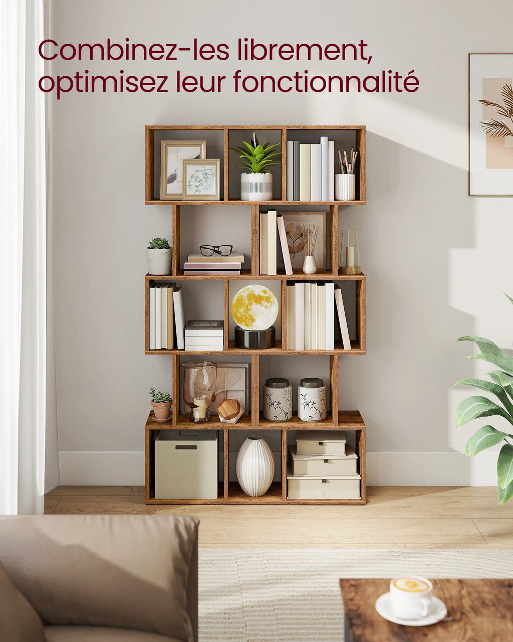Bibliothèque Design en S 6 Niveaux – Style Moderne