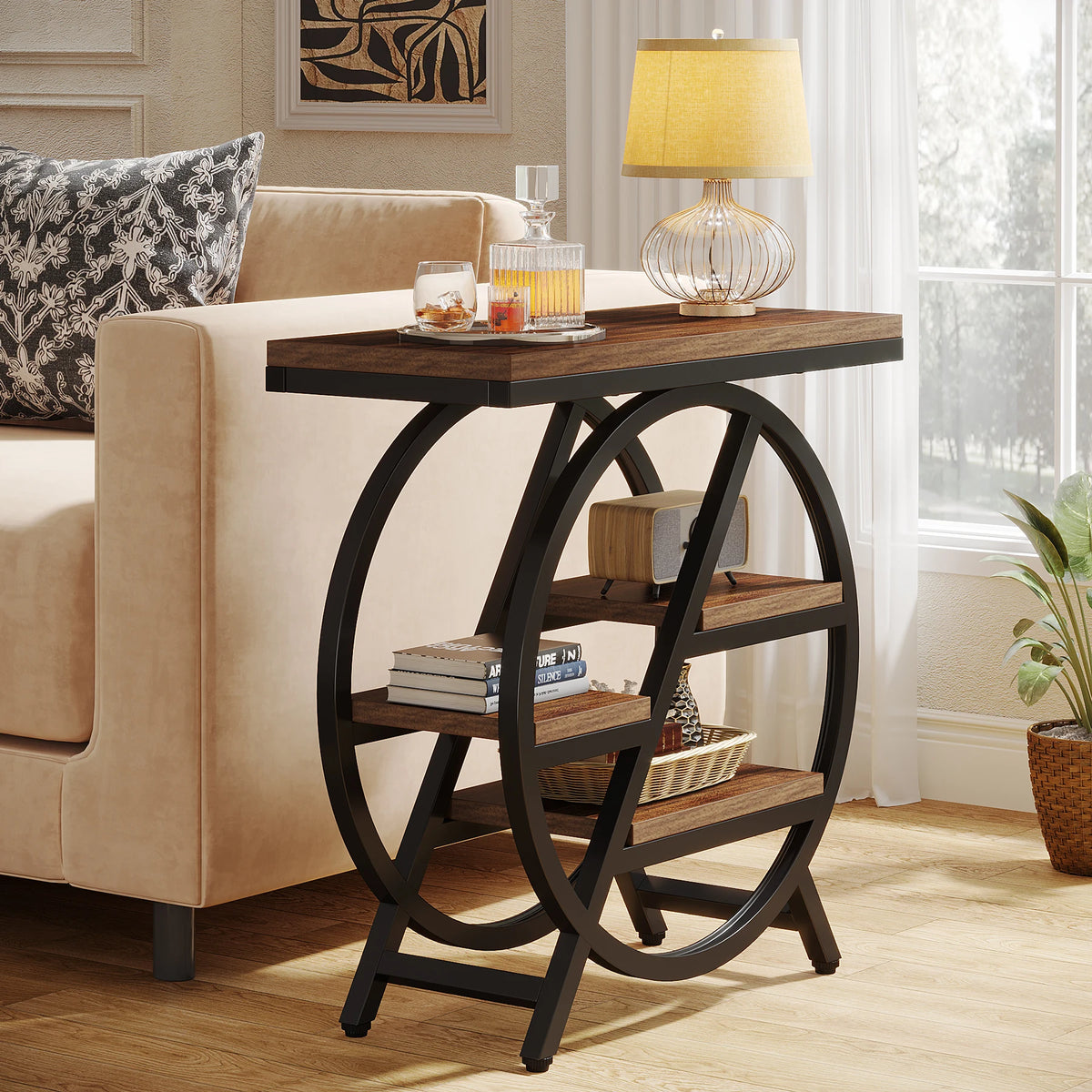 Table d'Appoint Industrielle 3 Niveaux