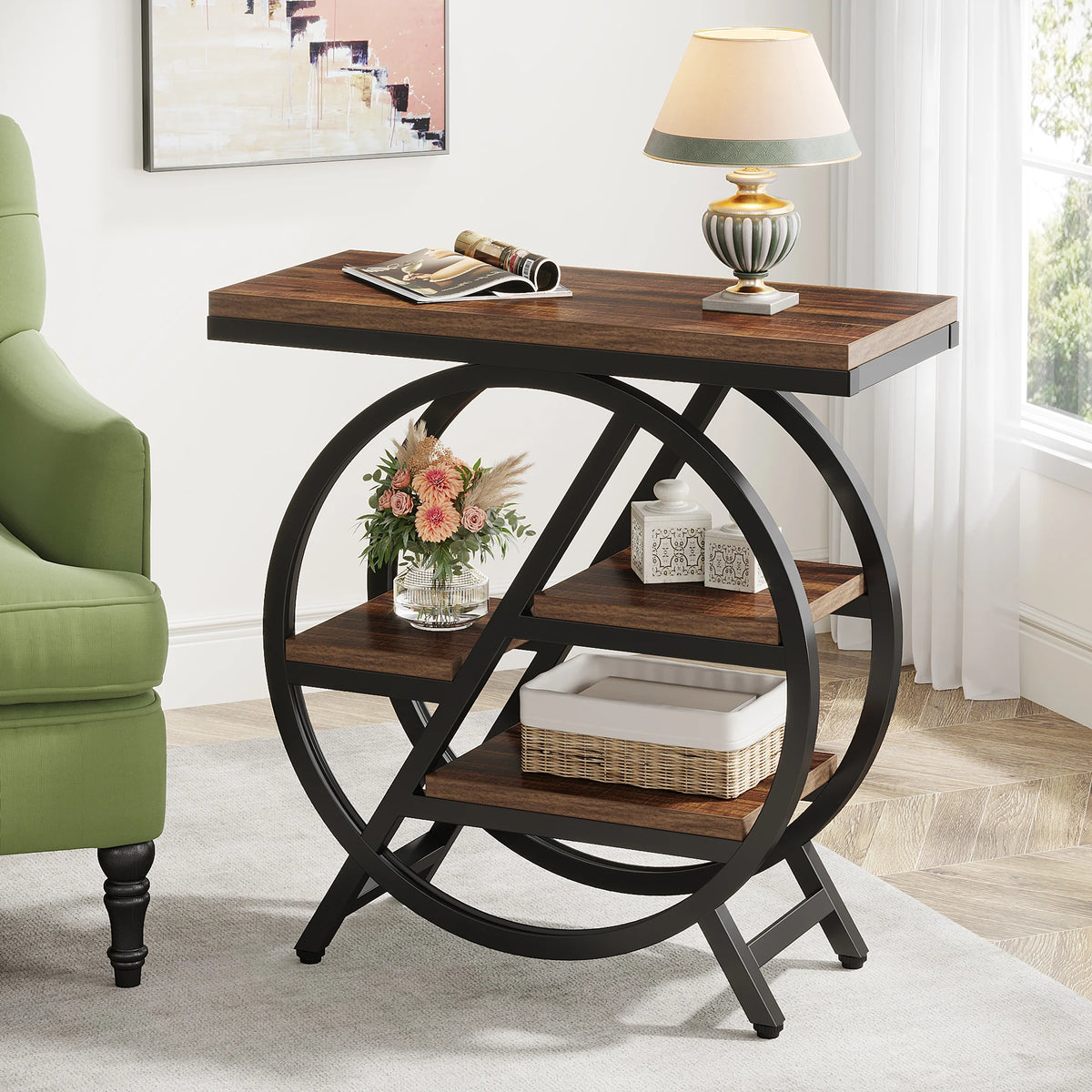 Table d'Appoint Industrielle 3 Niveaux