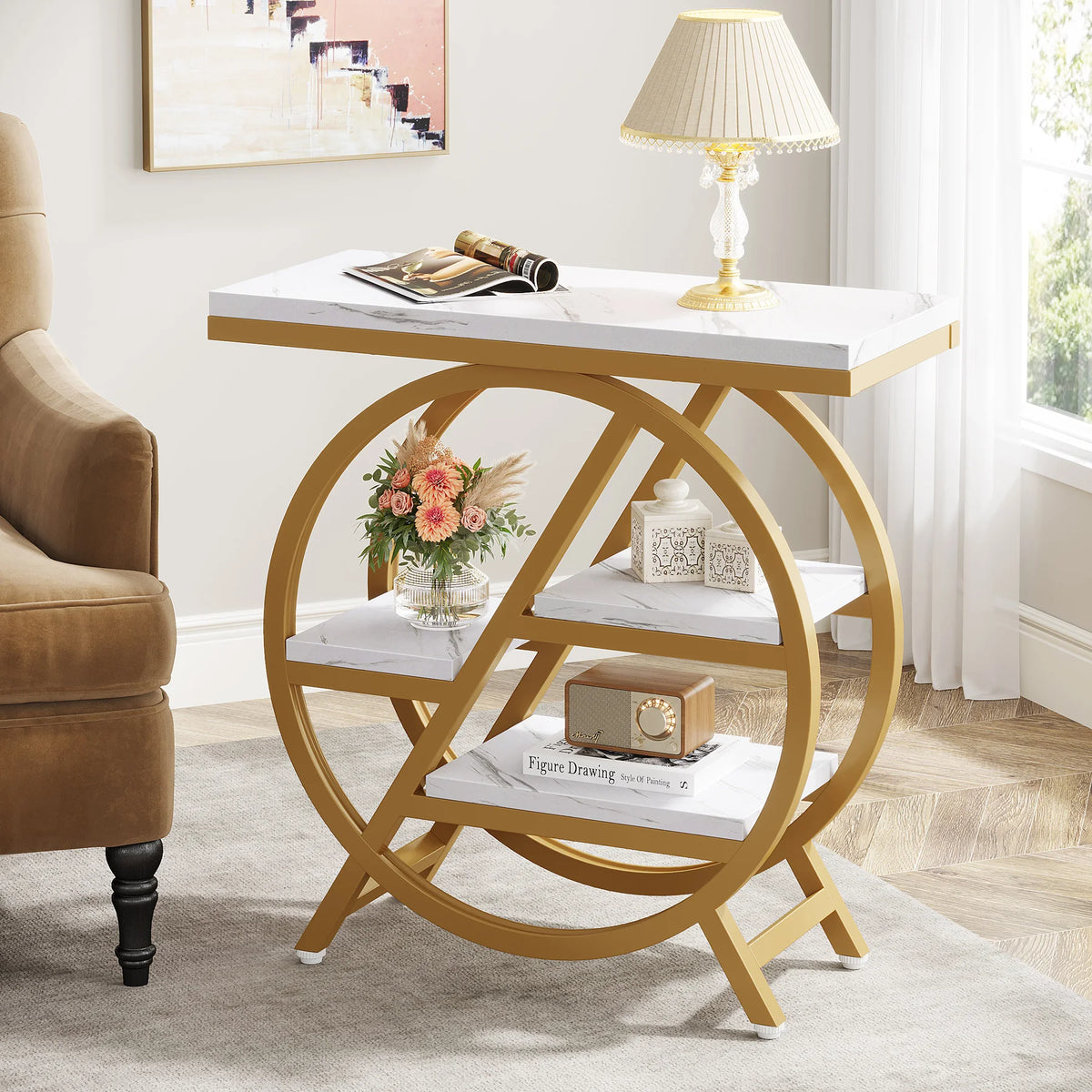 Table d'Appoint Industrielle 3 Niveaux