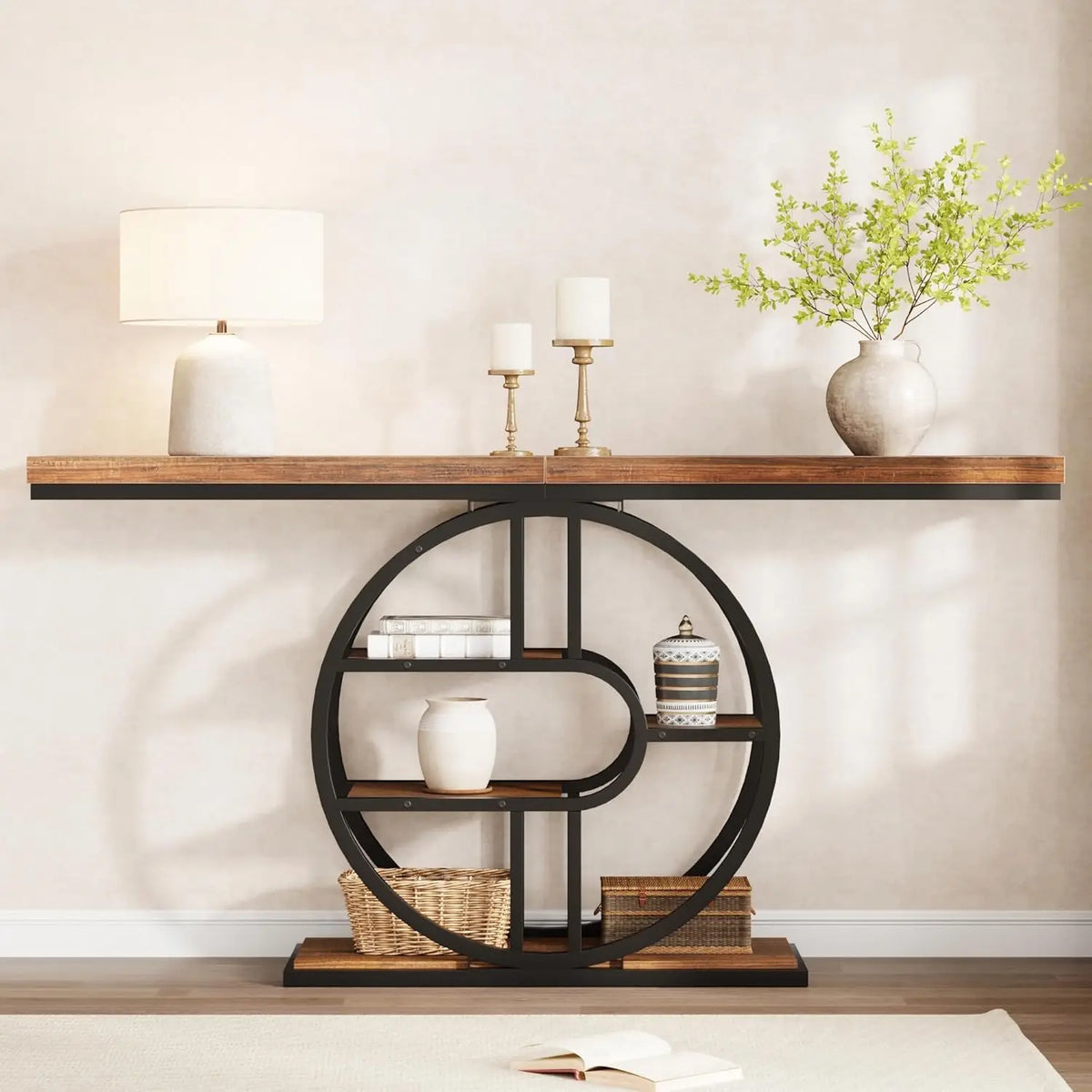 Console d'Entrée 5 Niveaux en Bois – Meuble Fin