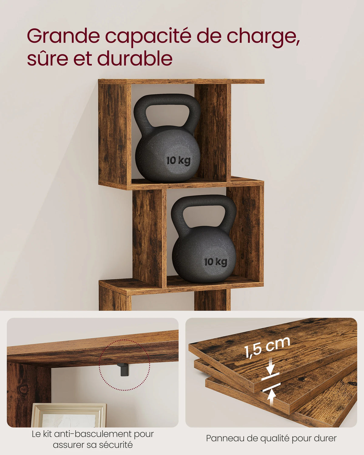 Bibliothèque Design en S 6 Niveaux – Style Moderne